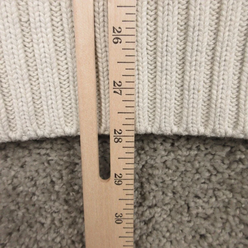 Banana Republic Sweater Mens XL Cream Cable Knit Fisherman 1/4 Button Mock Neck
